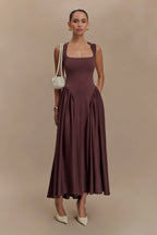 Vestido midi escote cuadrado para mujer - Brigitte