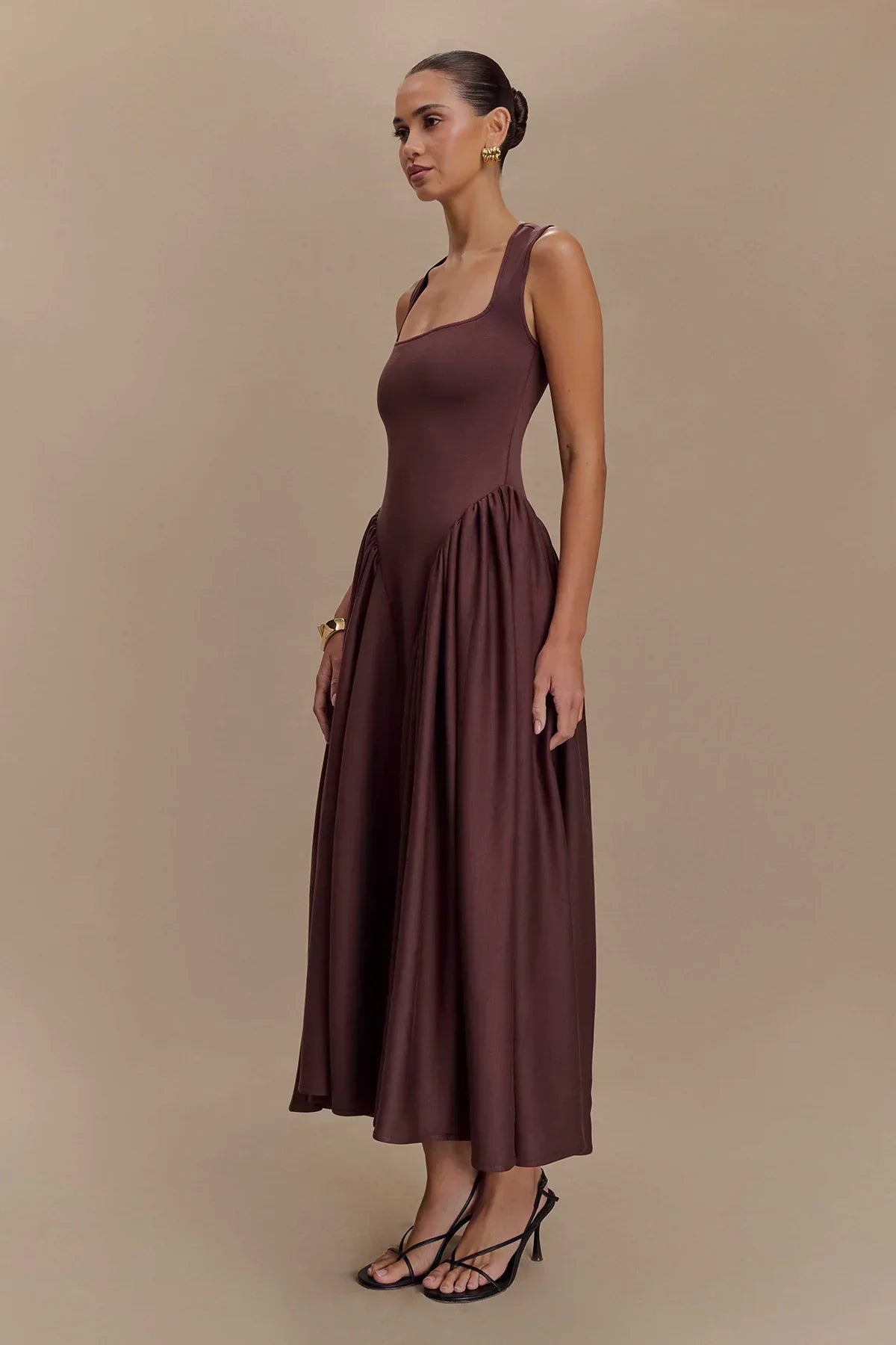 Vestido midi escote cuadrado para mujer - Brigitte