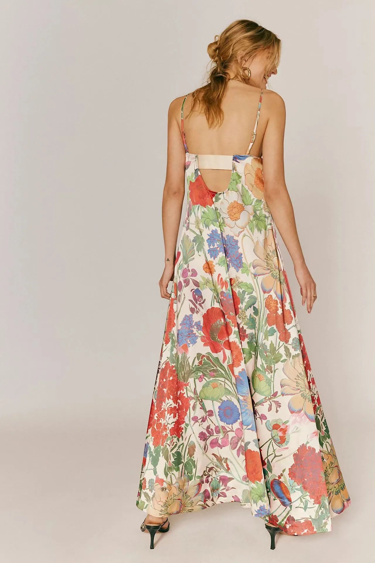 Vestido largo mujer estampado floral cintura alta corte A - Althea
