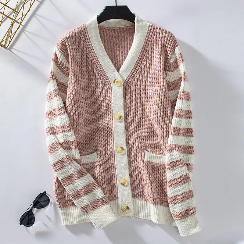 Nicolle - Jersey de rayas con botones para mujer