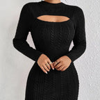 Vestido corto mujer punto trenzado estilo ajustado - Noelia