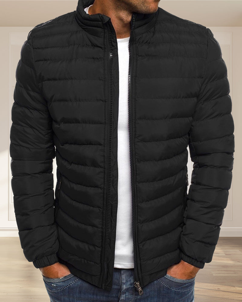 Chaqueta hombre cuello alzado monocolor transición otoño invierno cómoda versátil - Carlos