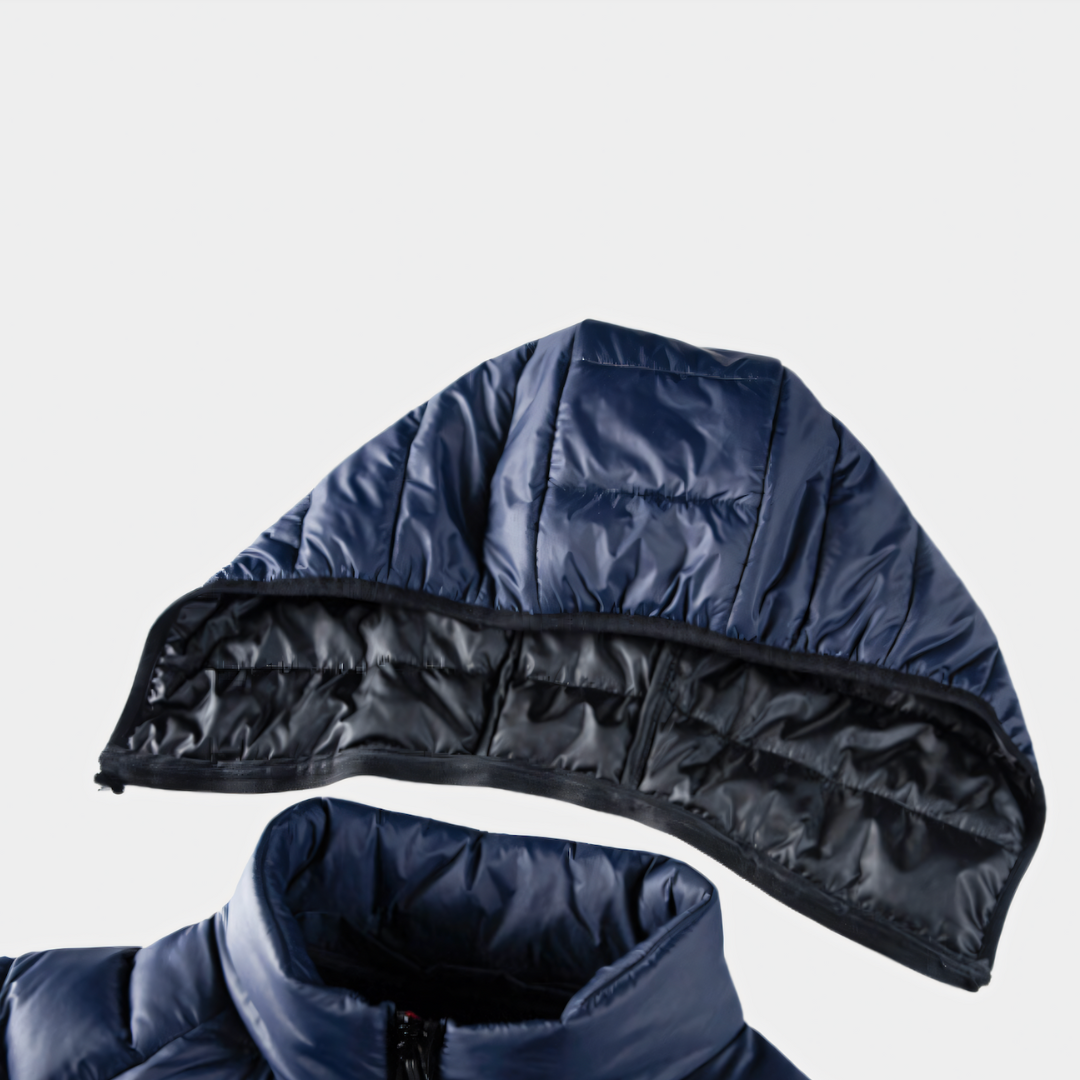 Chaqueta invierno acolchada hombre plumón ganso impermeable capucha ajuste favorecedor - Jaxton
