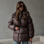 Abrigo para mujer acolchado con capucha ajustable - Elissea