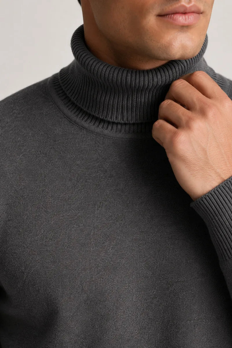 Jersey hombre cuello vuelto slim fit punto liso - Caspar