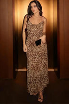Vestido maxi estampado leopardo para mujer - Brunhilde