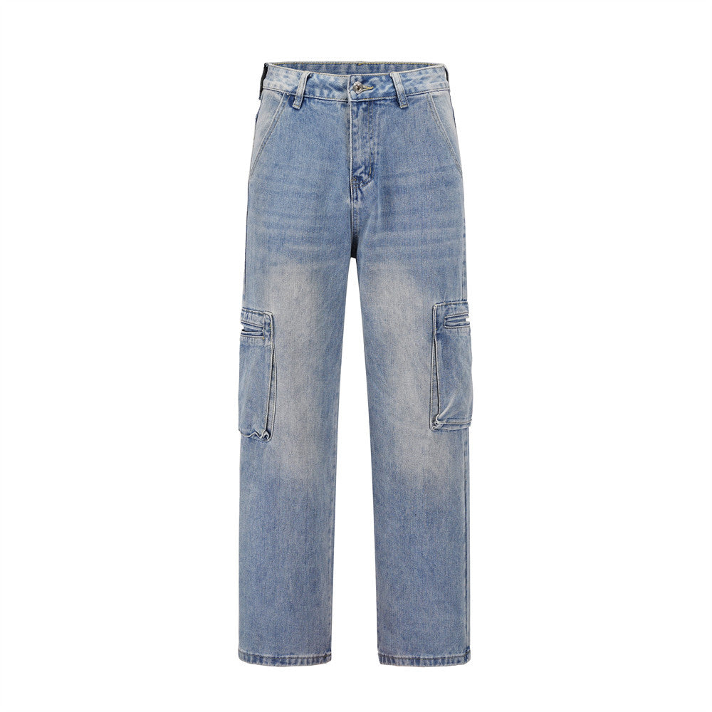 Jeans cargo rectos utilitarios para hombre - Falko