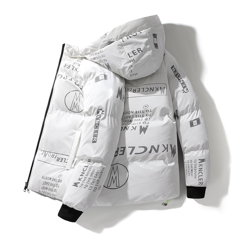 Chaqueta acolchada hombre efecto vinilo capucha ajustable brillante gráfica urbana - Lanuz