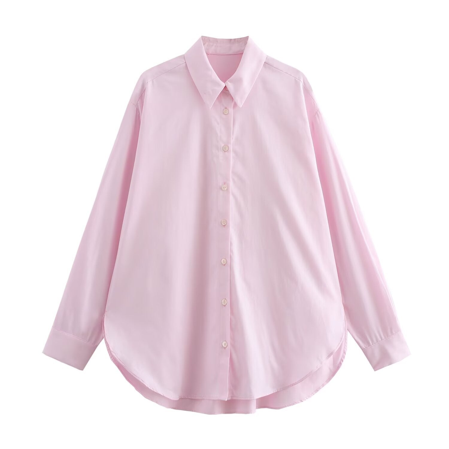Blusa mujer oversize con cuello clásico y botonadura frontal - Mackenzie