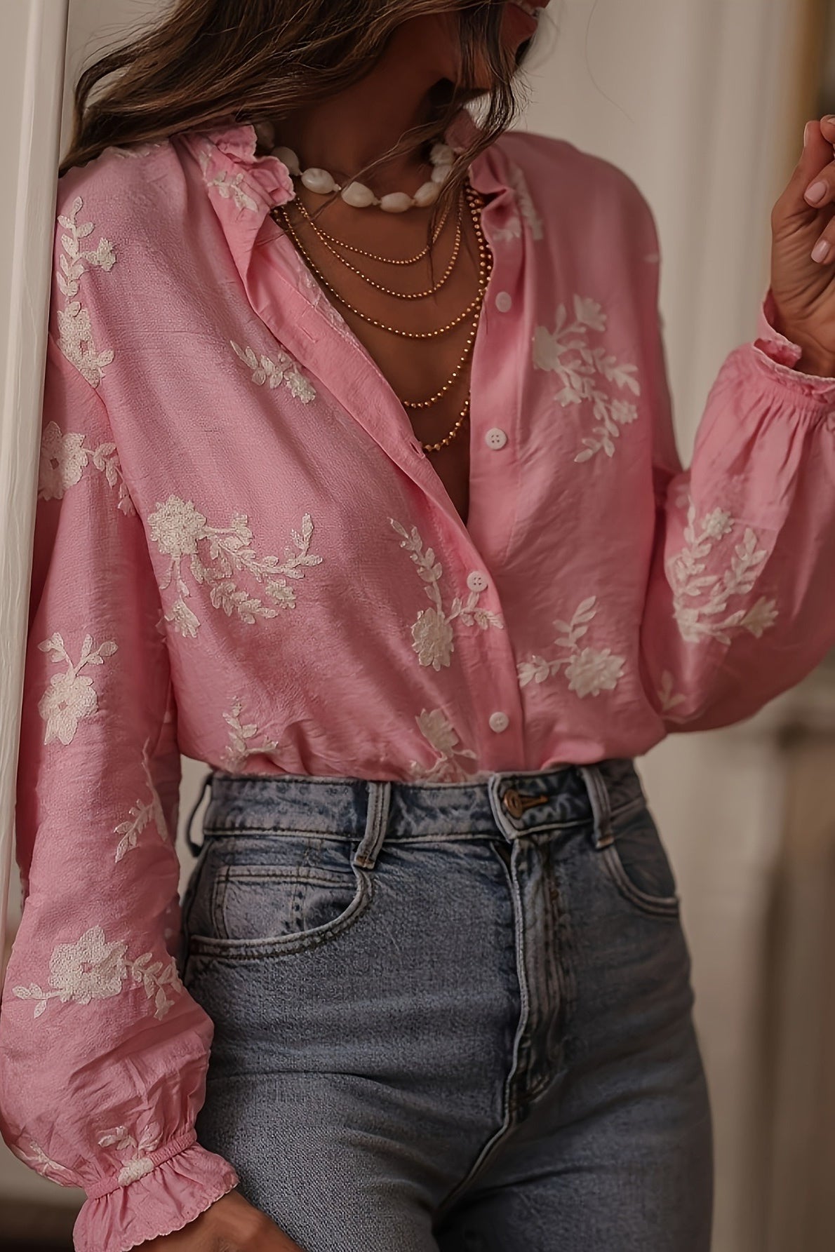 Blusa estampada floral con manga amplia para mujer - Heidi