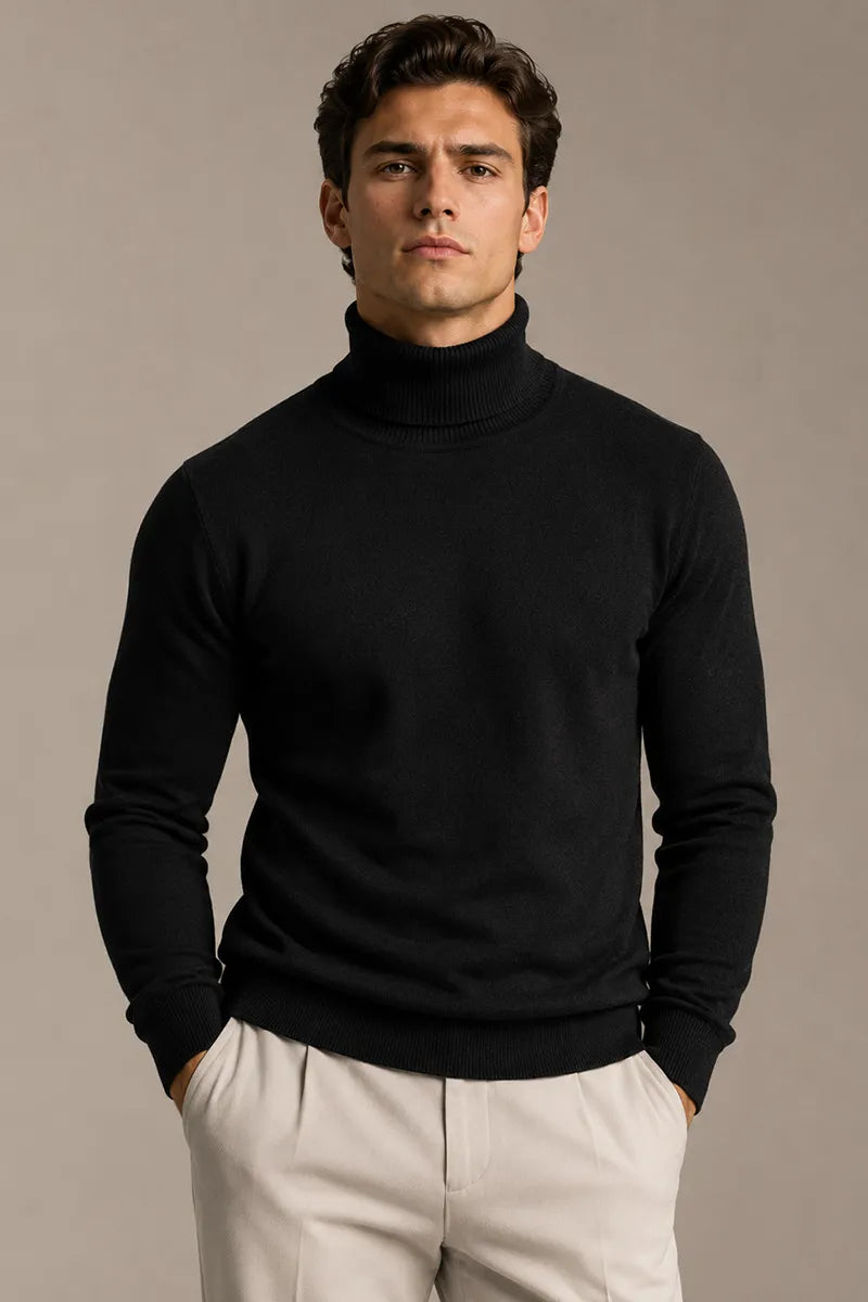 Jersey hombre cuello vuelto slim fit punto liso - Caspar