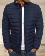 Chaqueta hombre cuello alzado monocolor transición otoño invierno cómoda versátil - Carlos