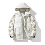 Chaqueta puffer hombre impermeable cortaviento plumón cuello alto capucha bolsillos forro polar - Milian