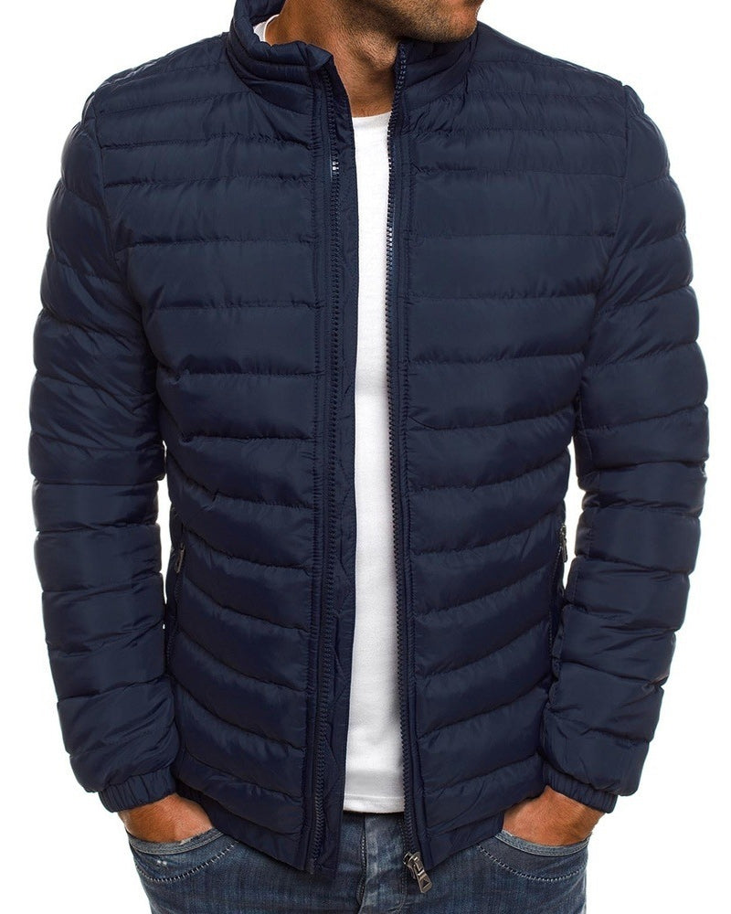Chaqueta hombre cuello alzado monocolor transición otoño invierno cómoda versátil - Carlos