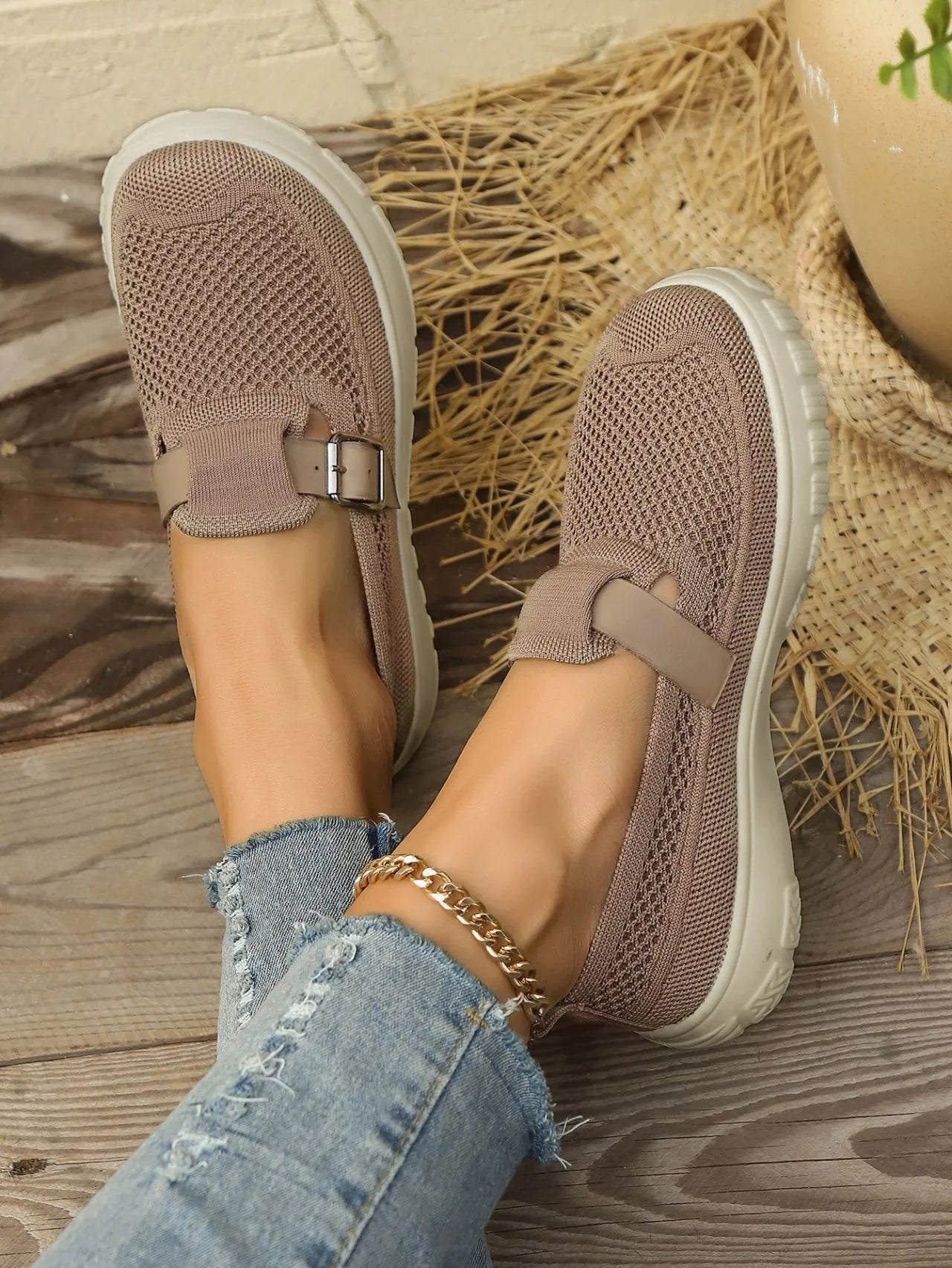 Mocasines de mujer transpirables con hebilla lateral y suela flexible - Élise