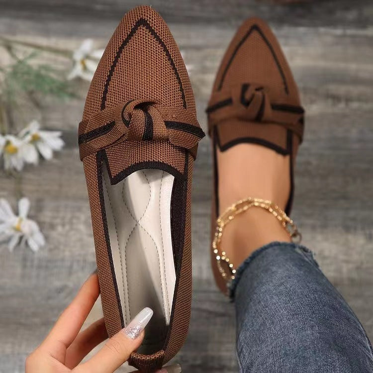 Zapatos planos tejidos con lazo para mujer - Selena