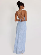 Vestido maxi con textura floral y tirantes finos para mujer - Celena