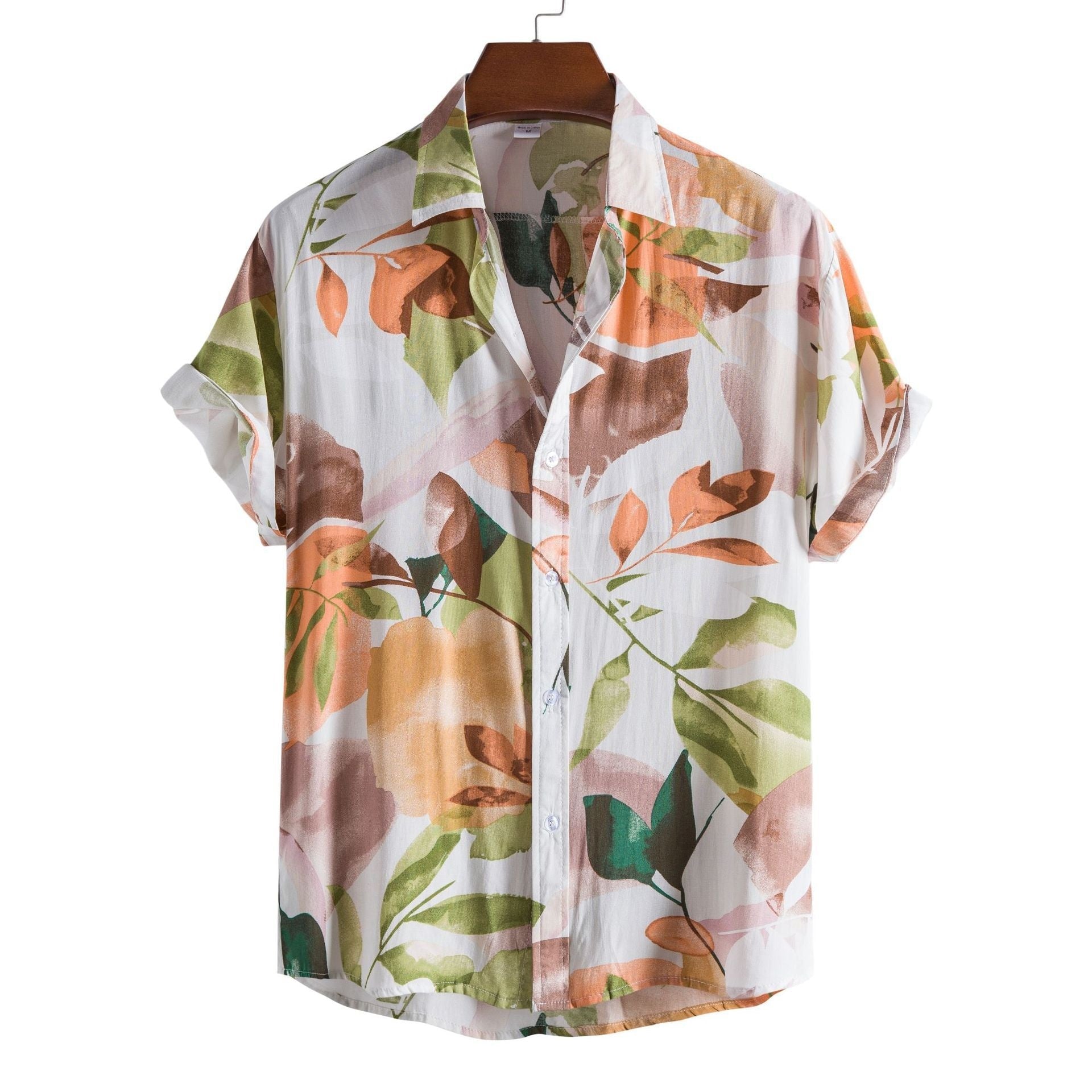 Camisa hombre manga corta estampada y corte recto ligero - Elian