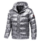 Chaqueta acolchada impermeable hombre capucha ajustable acabado brillante cremallera - Viktor