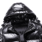 Chaqueta acolchada impermeable hombre capucha ajustable acabado brillante cremallera - Viktor