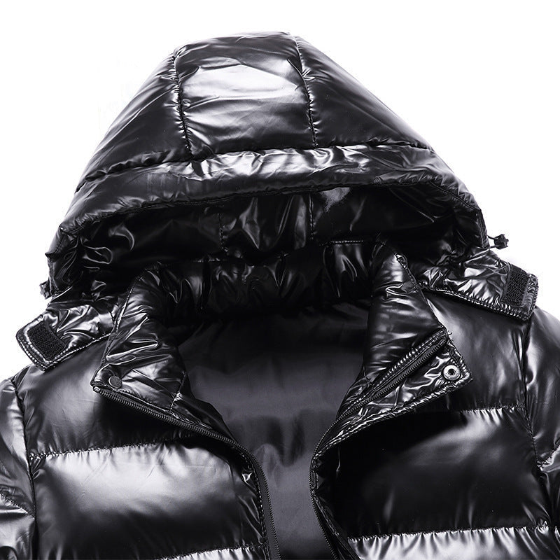 Chaqueta acolchada impermeable hombre capucha ajustable acabado brillante cremallera - Viktor