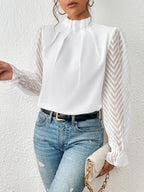 Blusa de manga larga con cuello alto para mujer - Elyra