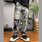 Pantalones vaqueros rectos con estampado gráfico - Halvard