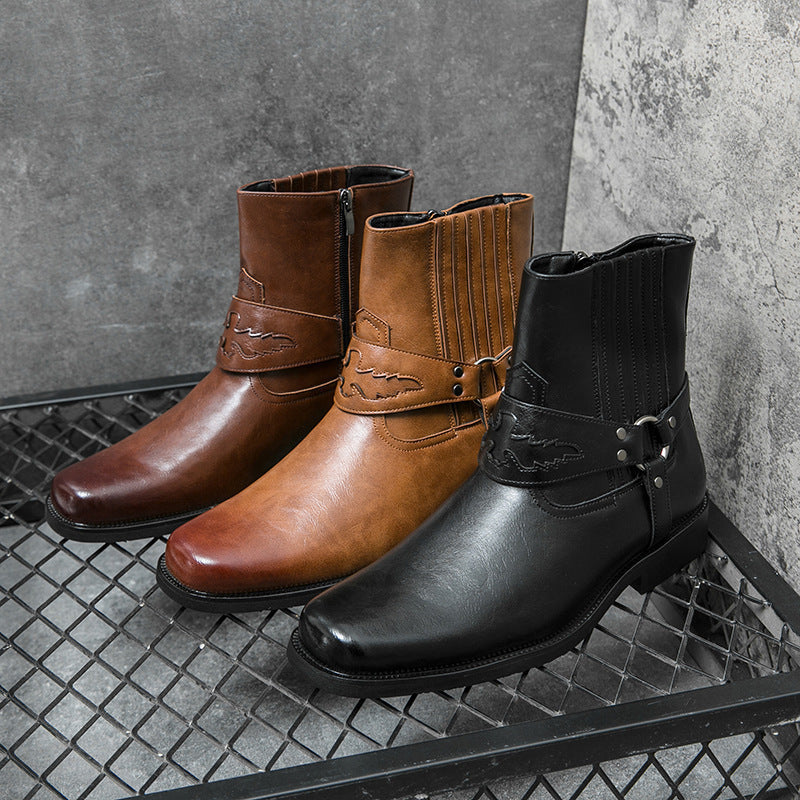 Botas casuales para hombre con cierre lateral y correa decorativa - Patrick