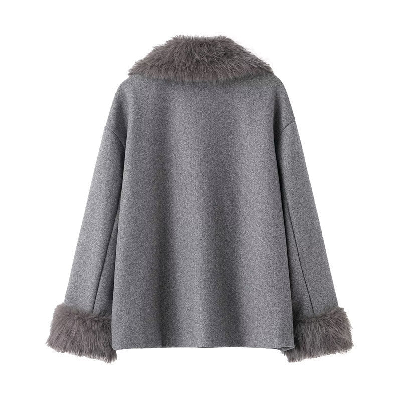 Abrigo tipo capa de lana con cuello envolvente para mujer - Potter