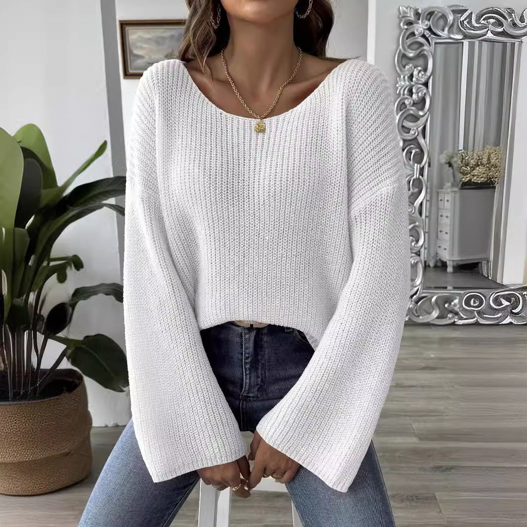 Jersey de punto para mujer escote amplio fluido - Eirwen