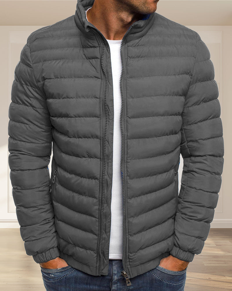 Chaqueta hombre cuello alzado monocolor transición otoño invierno cómoda versátil - Carlos
