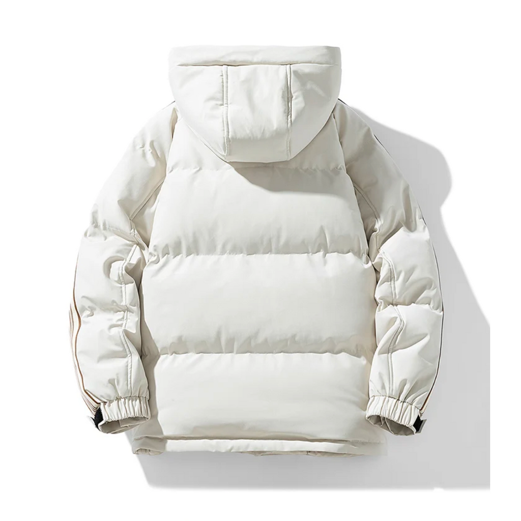 Chaqueta puffer hombre impermeable cortaviento plumón cuello alto capucha bolsillos forro polar - Milian