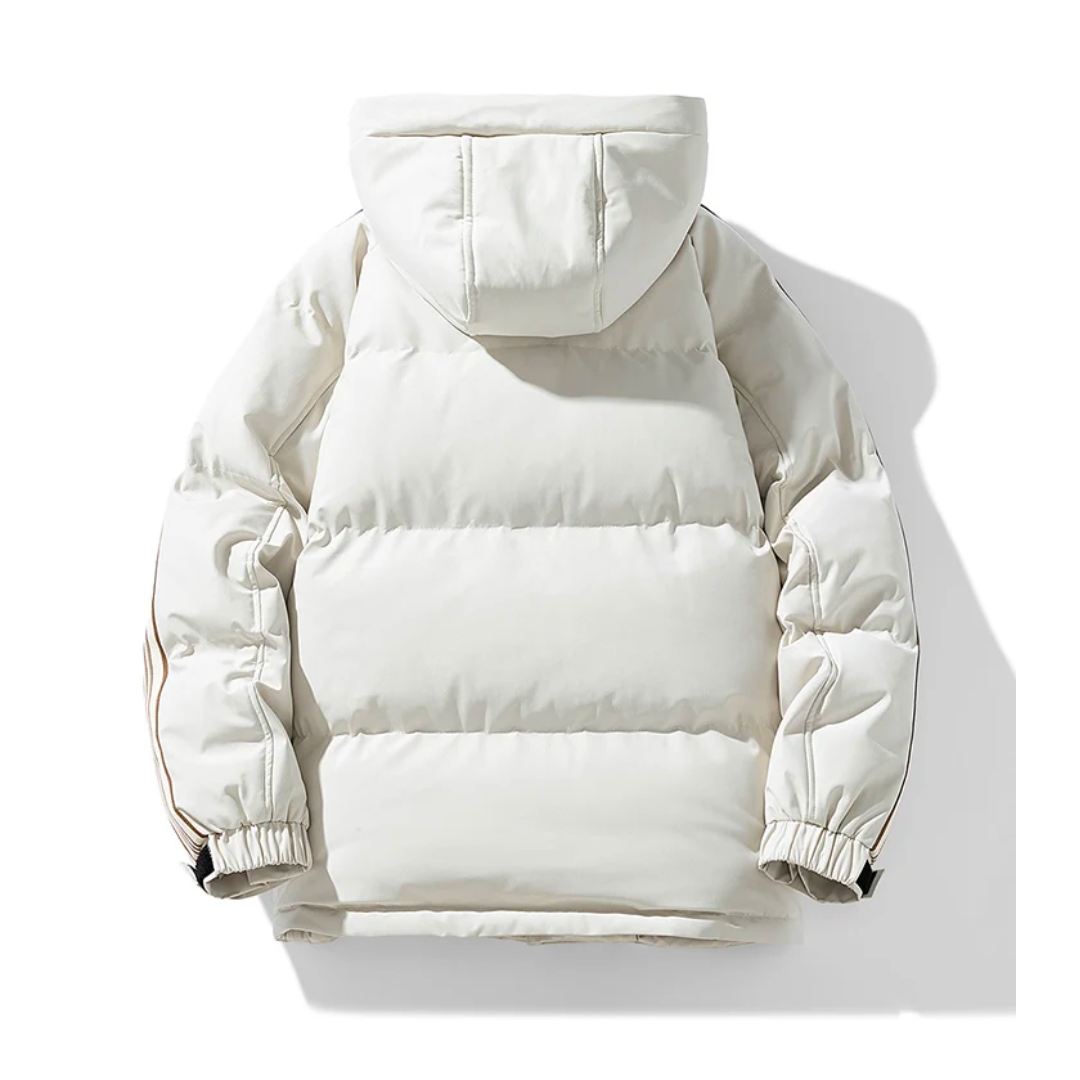 Chaqueta puffer hombre impermeable cortaviento plumón cuello alto capucha bolsillos forro polar - Milian