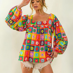 Marianne - Blusa con estampado floral de colores