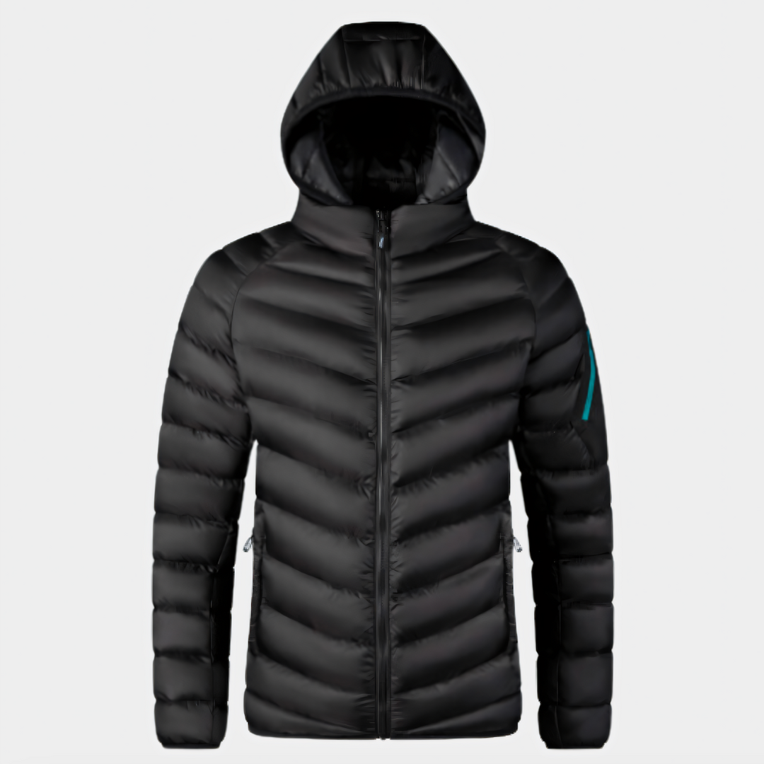 Chaqueta invierno acolchada hombre plumón ganso impermeable capucha ajuste favorecedor - Jaxton