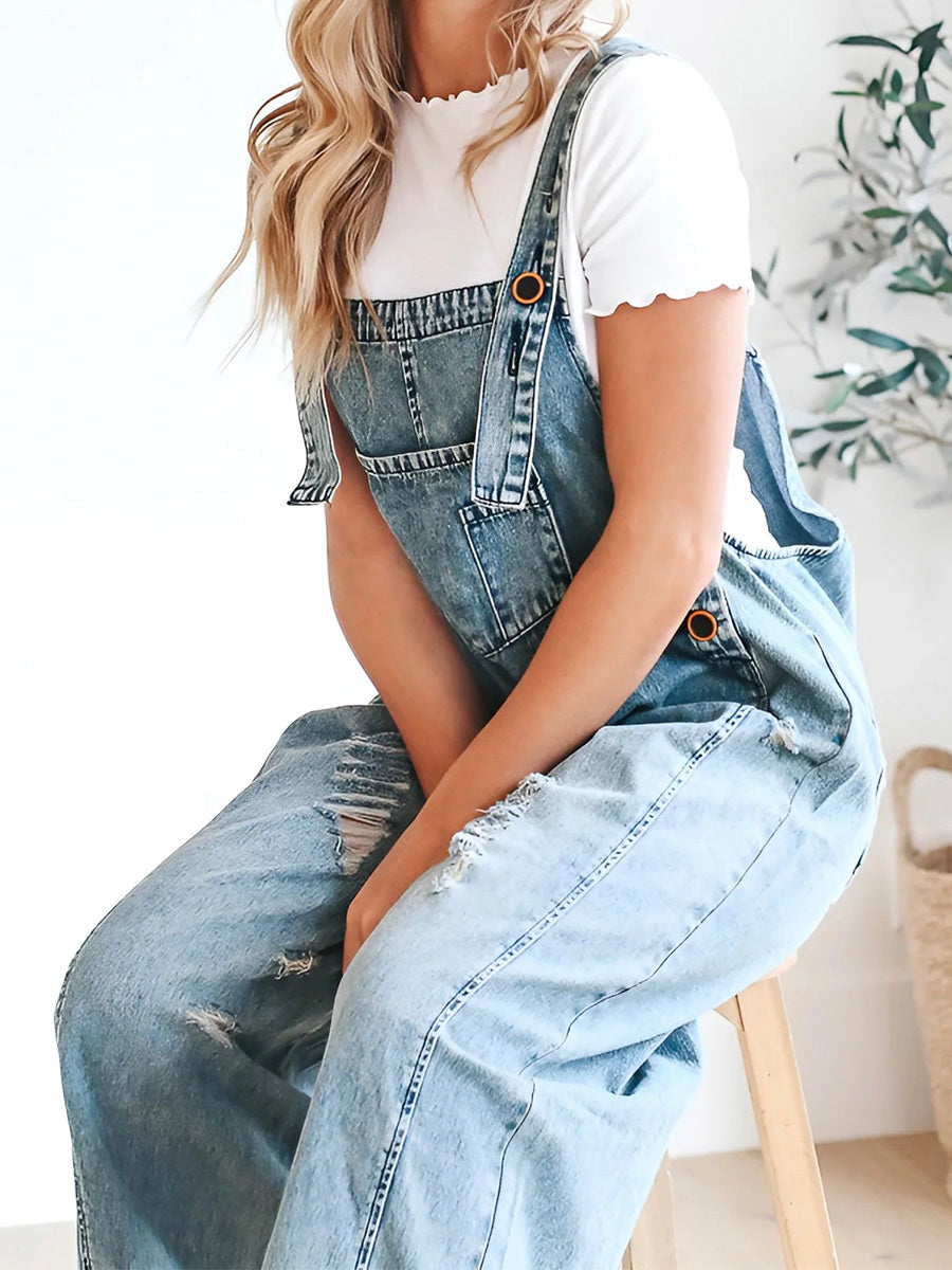 Mono vaquero mujer oversize look used tirantes ajustables – Jenna
