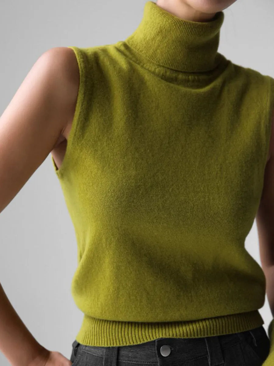 Blusa de punto sin mangas con cuello alto - Velia