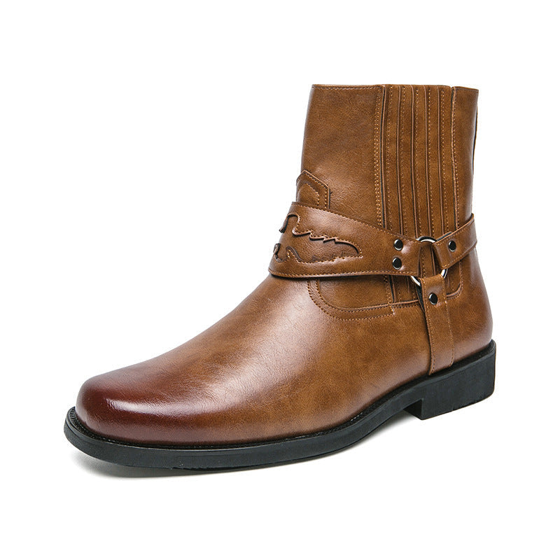 Botas casuales para hombre con cierre lateral y correa decorativa - Patrick
