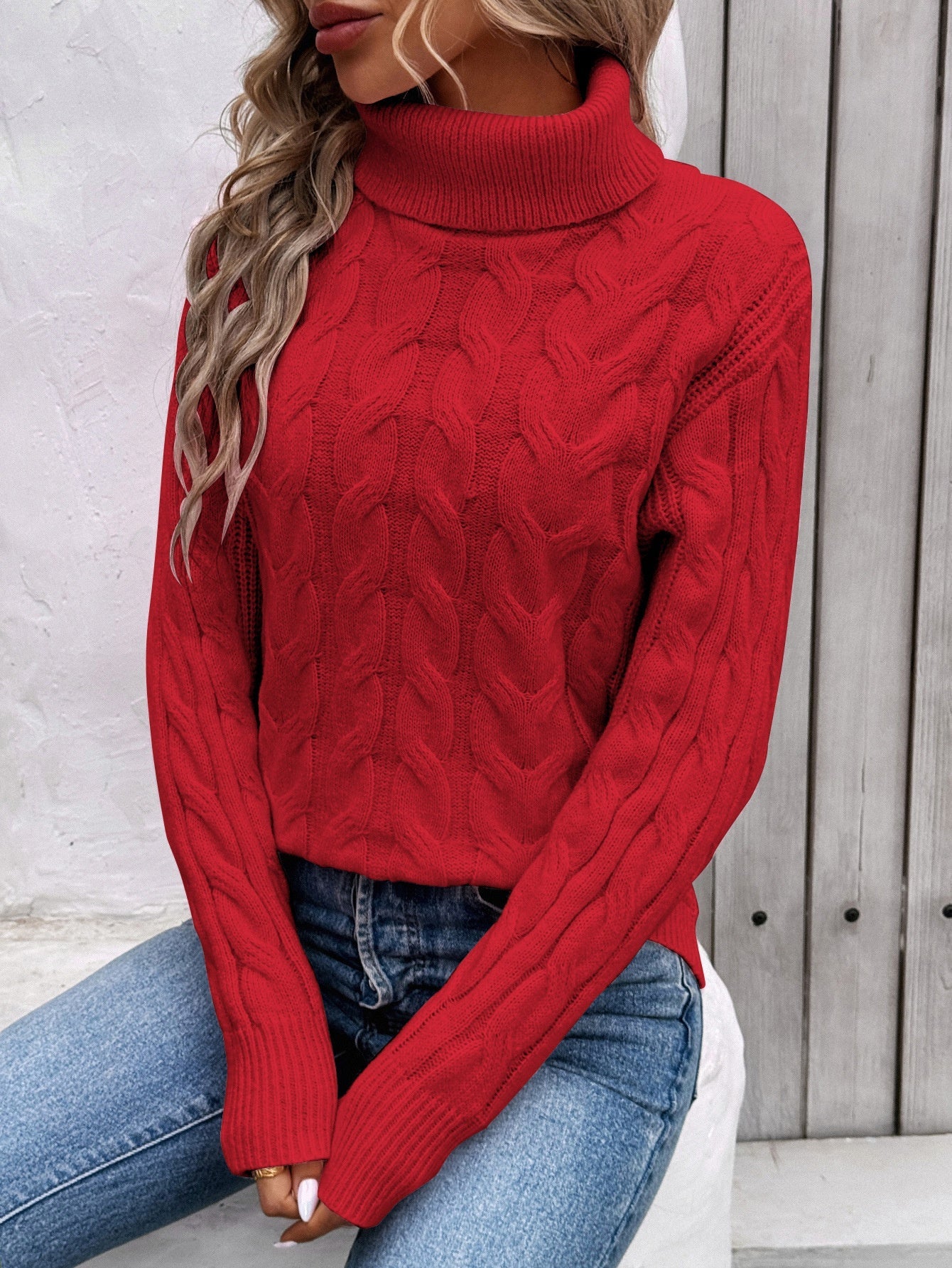 Jersey de punto cuello alto para mujer - Freja