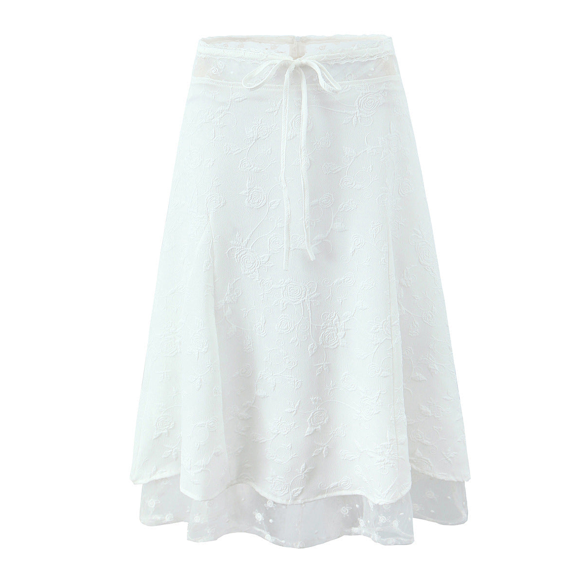 Conjunto de mujer con top de tirantes y falda midi con encaje - Lurea