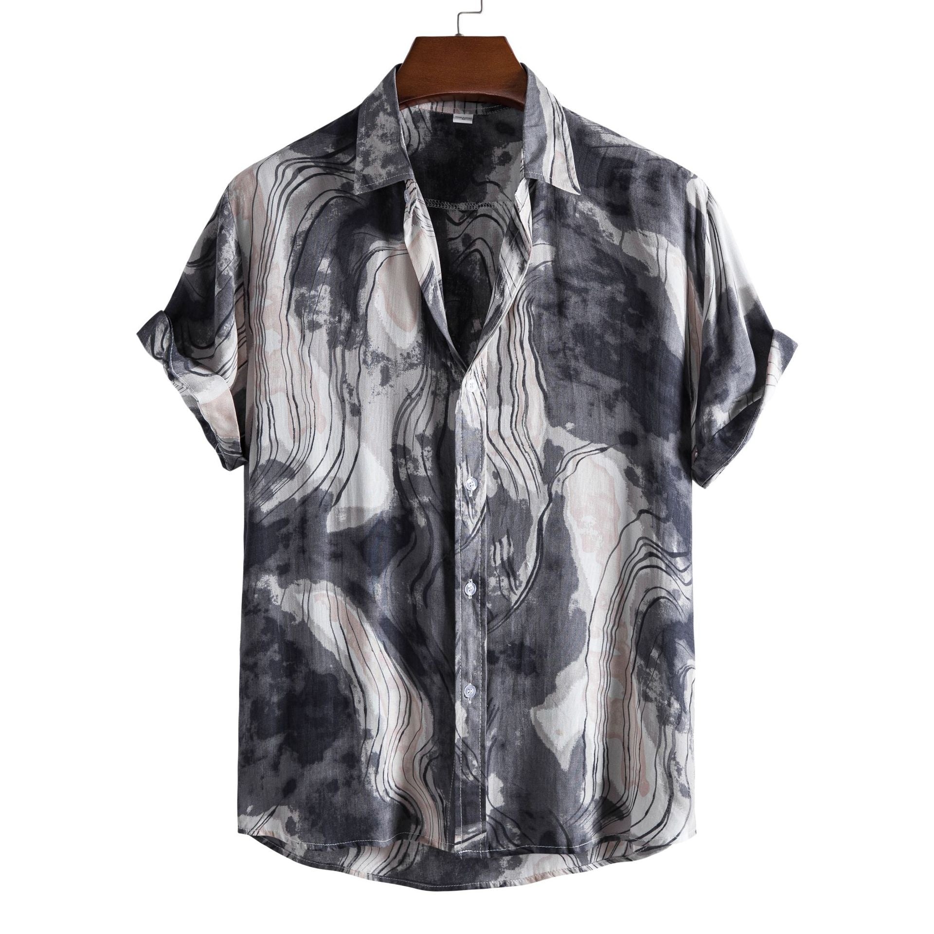 Camisa hombre manga corta estampada y corte recto ligero - Elian