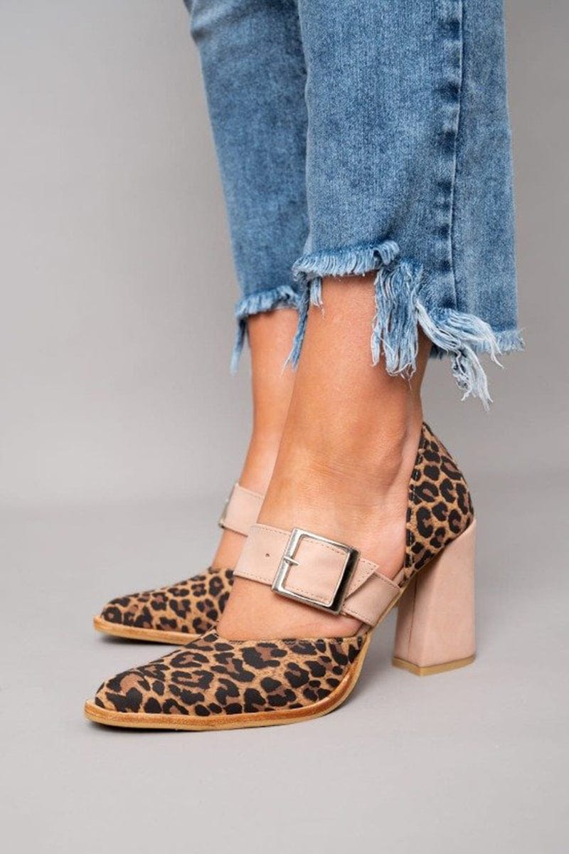 Zapatos mujer tacón bloque hebilla estampado leopardo - Virela
