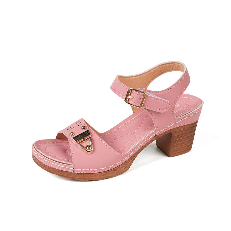 Sandalias de mujer con tacón ancho y hebilla - Darel