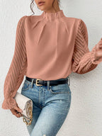 Blusa de manga larga con cuello alto para mujer - Elyra