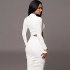 Vestido ajustado de manga larga con abertura lateral y drapeado para mujer - Arvena
