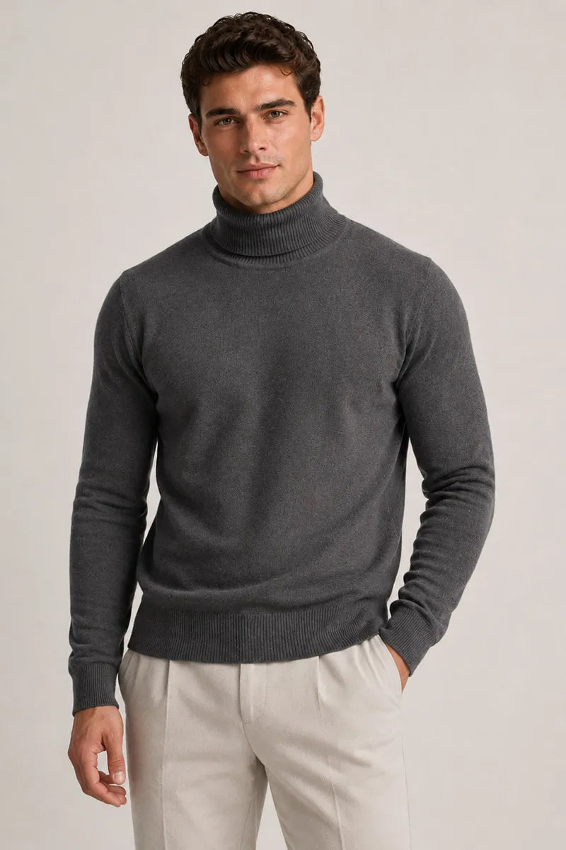 Jersey hombre cuello vuelto slim fit punto liso - Caspar