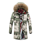 Parka acolchada hombre estampado camuflaje larga térmica capucha pelo invierno - Leonard