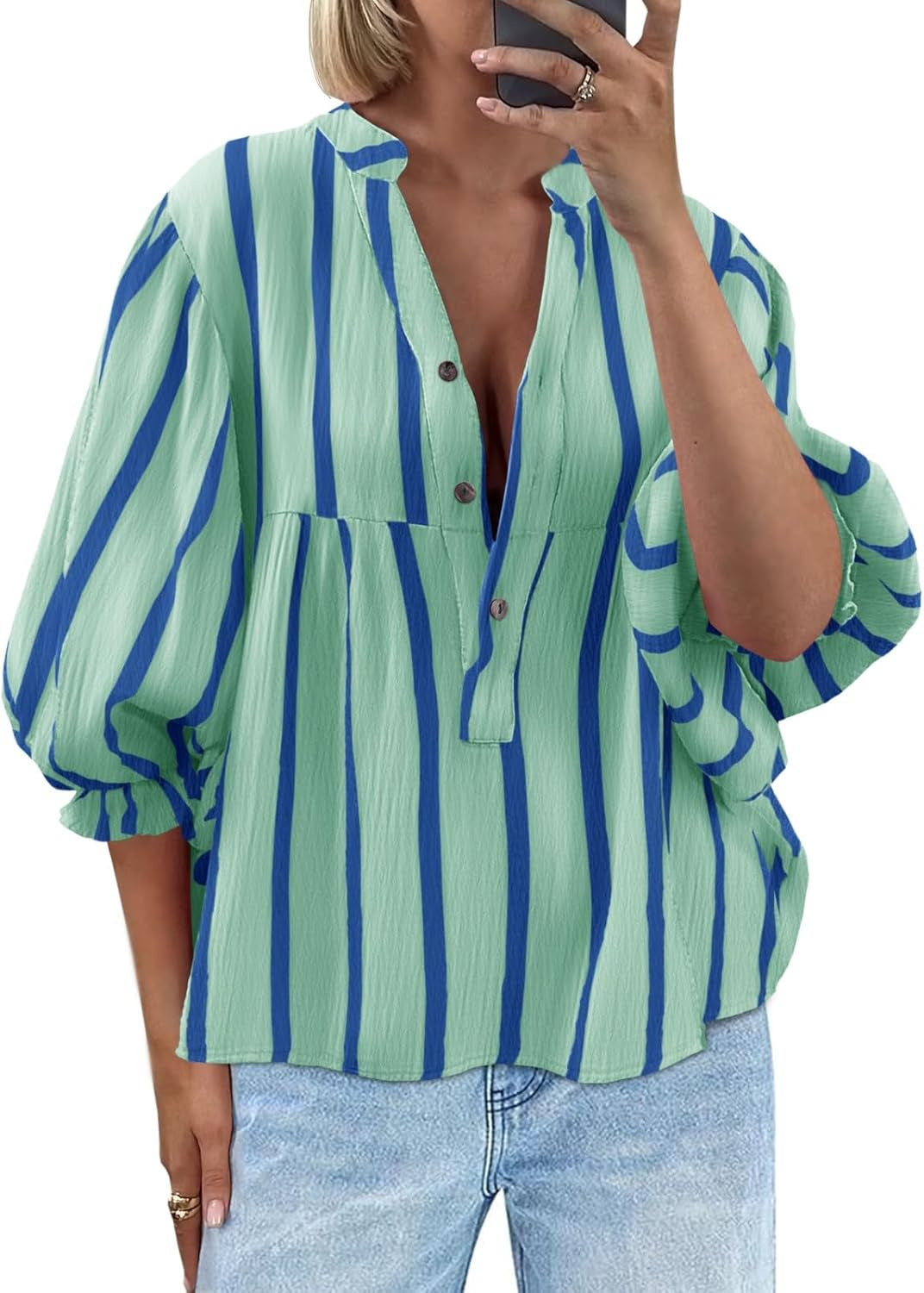 Blusa de rayas con manga amplia para mujer - Elena