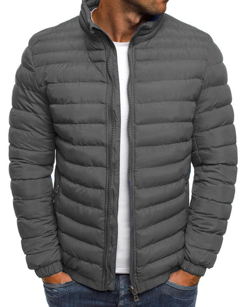 Chaqueta hombre cuello alzado monocolor transición otoño invierno cómoda versátil - Carlos