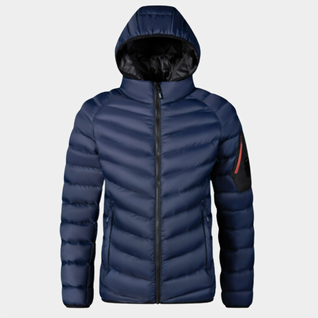Chaqueta invierno acolchada hombre plumón ganso impermeable capucha ajuste favorecedor - Jaxton